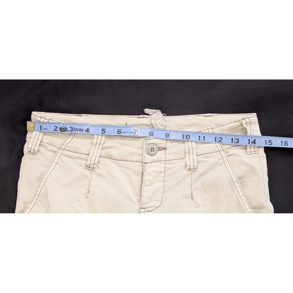 Free People Cargo Skinny Pants Button Fly Ankle Zip Beige Women's 25